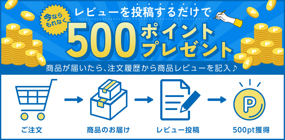 レビューを書いて50ポイントプレゼントキャンペーン開催中！